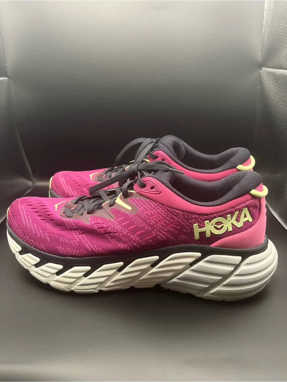 Hoka Women's Magenta Running Shoe with Black Accents
